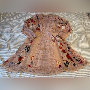 Chic Long Sleeve Floral Dress - Pink and Red